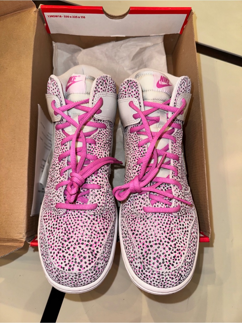 2013 Nike Women's Pink Skinny Print High-Top Sneakers